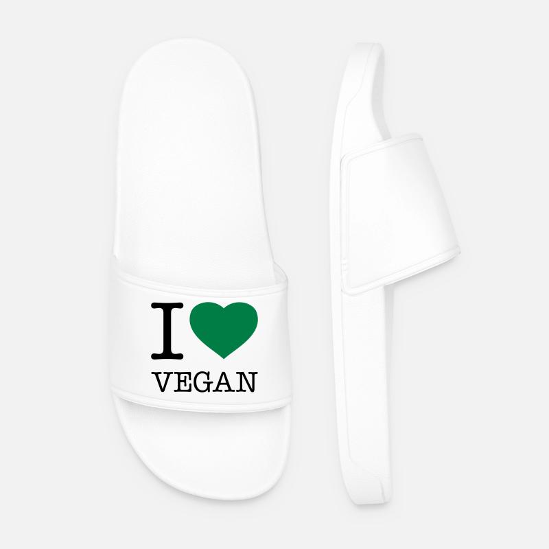 I LOVE VEGAN Veganer - Männer Badelatschen - Weiß