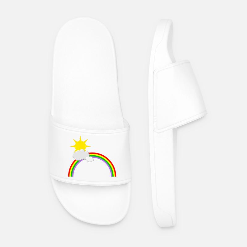 Regenbogen, Sonne, Wolken - Männer Badelatschen - Weiß