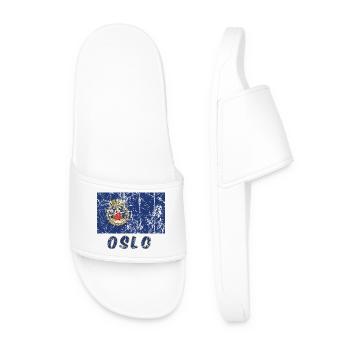 Oslo Norway flag vintage effect - Men’s Pool Sliders - white - Front