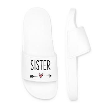 Sister Heart Arrow Dear Friend Gift - Men’s Pool Sliders - white - Front