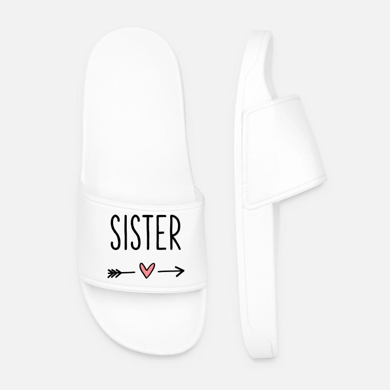 Sister Heart Arrow Dear Friend Gift - Men’s Pool Sliders - white