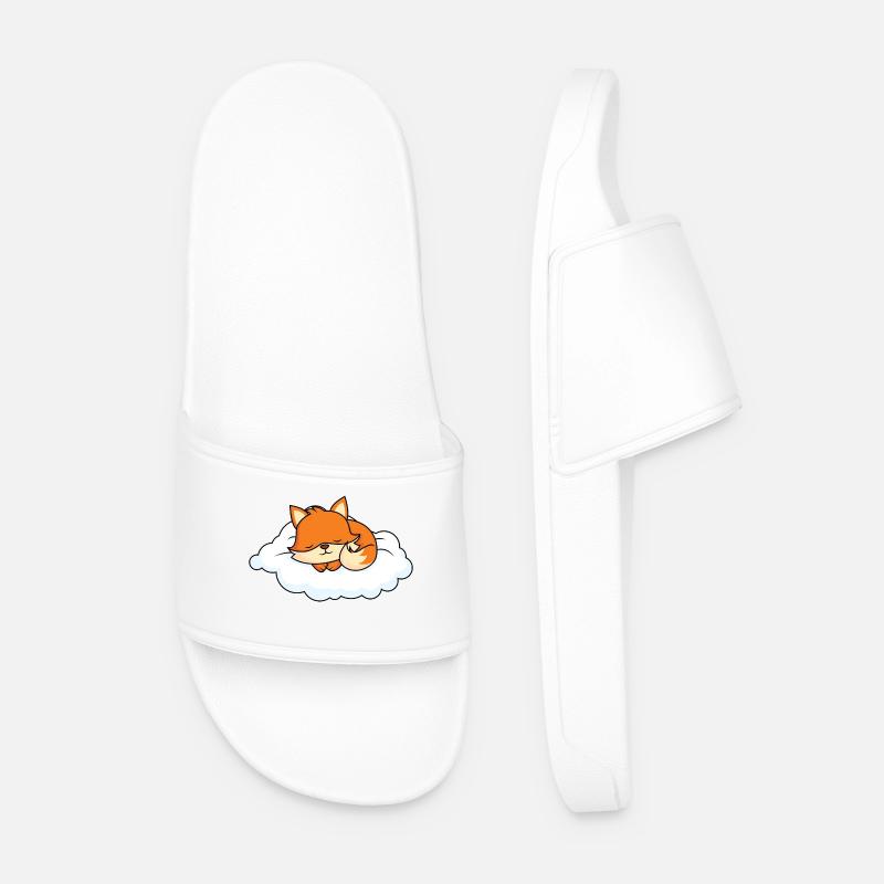 Little fox sleeping on cloud - Men’s Pool Sliders - white