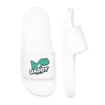 Dinosaur dad father fatherhood - Men’s Pool Sliders - white - Front