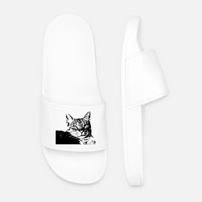 Cat Kitten Cat Shirt Gift - Men’s Pool Sliders - white