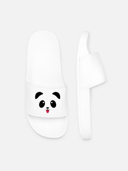 Panda face tongue - Men’s Pool Sliders - white