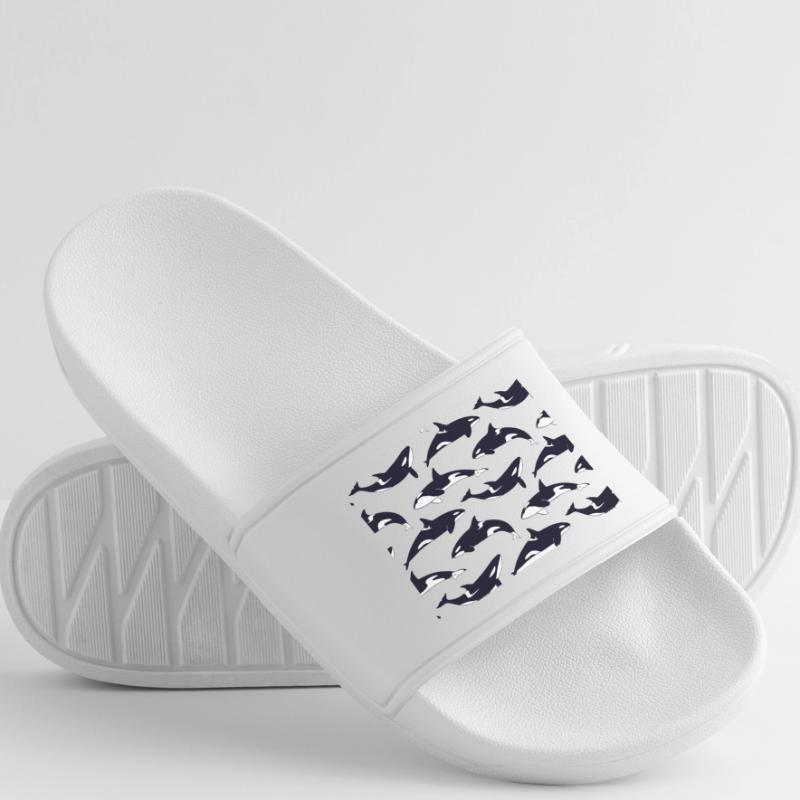 Black and white orca pattern pattern Men’s Pool Sliders