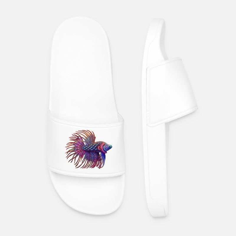 Betta Zentangle colour - Men’s Pool Sliders - white