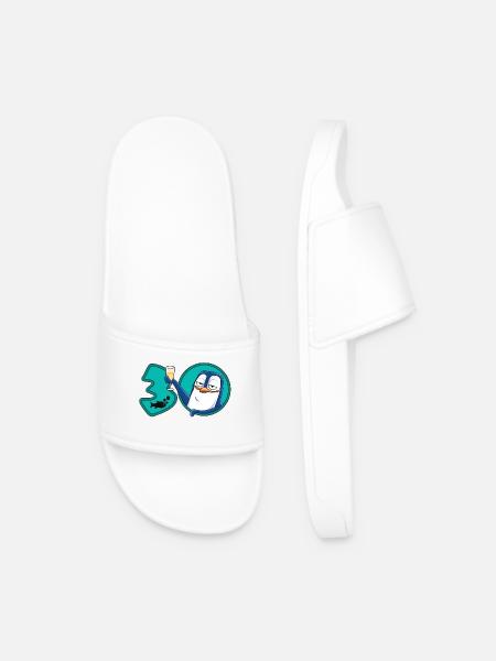 30 ans anniversaire pingouin - Claquettes Homme - blanc