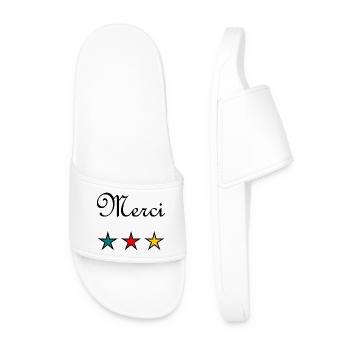MERCI. THANKS. THANK YOU. ANNIVERSAIRE. NAISSANCE. - Claquettes Homme - blanc - Devant