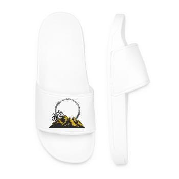 Golden Mountain Range Night View Bicycle - Men’s Pool Sliders - white - Front