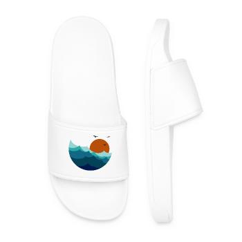 Vagues Coucher de soleil - Claquettes Homme - blanc - Devant