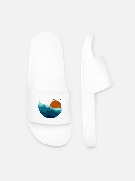 Waves Sunset - Men’s Pool Sliders - white