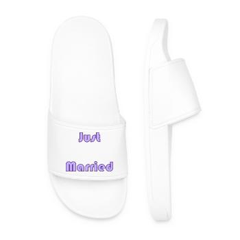 JUST MARRIED. bachelorette party. SAINT VALENTINE. COUPLE - Men’s Pool Sliders - white - Front