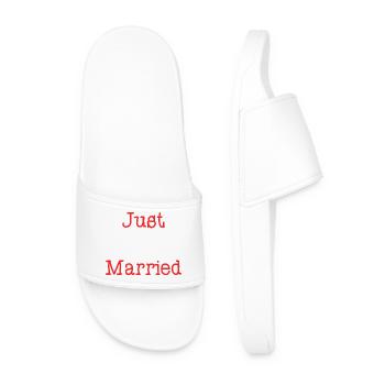 JE T'AIME. JUST MARRIED. EVJF. SAINT VALENTIN - Claquettes Homme - blanc - Devant