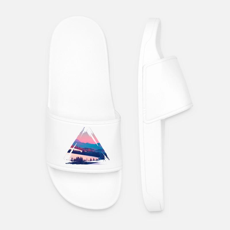 Pastel Mountain Sunset Triangle - Men’s Pool Sliders - white