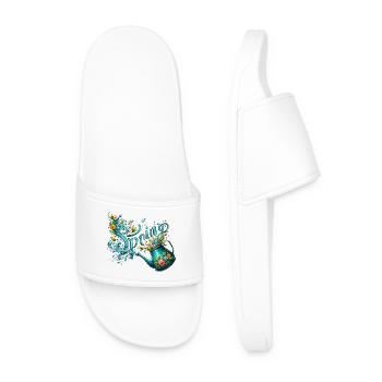 Spring Watering Can Let It Grow Spring Flowers - Men’s Pool Sliders - white - Front