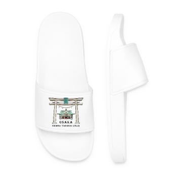 Osaka Japan, Namba Yasaka-jinja Torii Drawing - Men’s Pool Sliders - white - Front