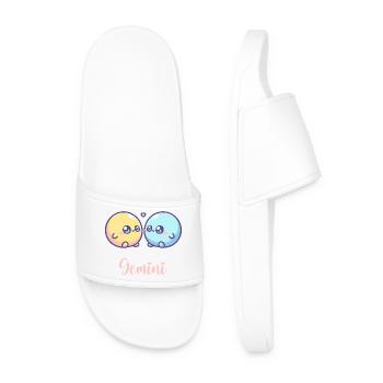 Cute Gemini Zodiac Astrology Gift - Men’s Pool Sliders - white - Front