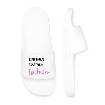 Inhale. Exhale. Smile - Sayings Statement - Men’s Pool Sliders - white - Front
