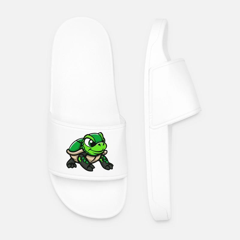 Turtle Comic - Men’s Pool Sliders - white