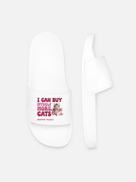 Valentine's Day Cat - Men’s Pool Sliders - white