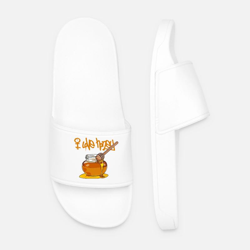 I love honey // Illustration - Männer Badelatschen - Weiß