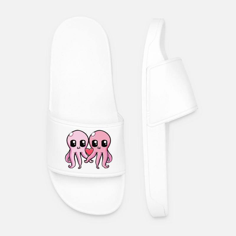 Octopus Couple Valentine's Day - Men’s Pool Sliders - white