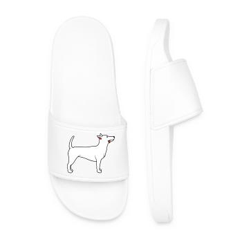 Dear dog sticks out his tongue happily - Men’s Pool Sliders - white - Front