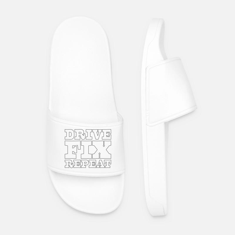 45 Drive Fix Repeat - Men’s Pool Sliders - white