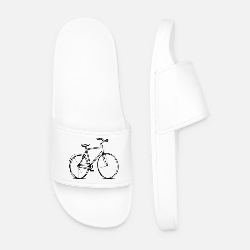 Bicycle Line Drawing - Men’s Pool Sliders - white