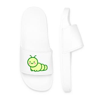 Cute Green Caterpillar - Adorable Insect Lover - Men’s Pool Sliders - white - Front
