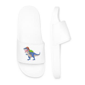 Dinosaure avec sac à dos et lunettes de soleil École - Claquettes Homme - blanc - Devant