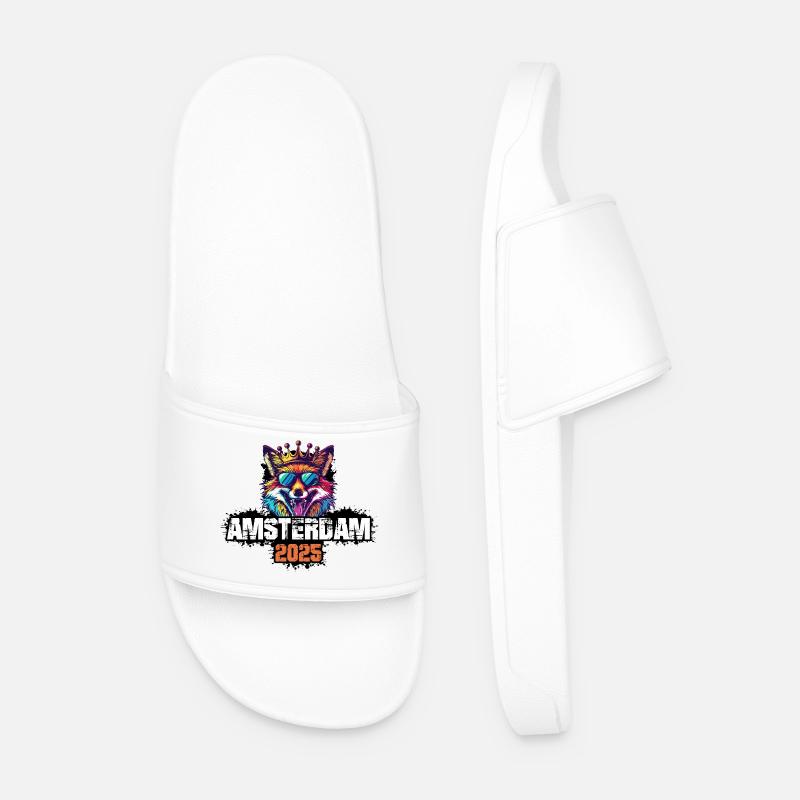 Amsterdam 2025 Vacation Fox - Men’s Pool Sliders - white