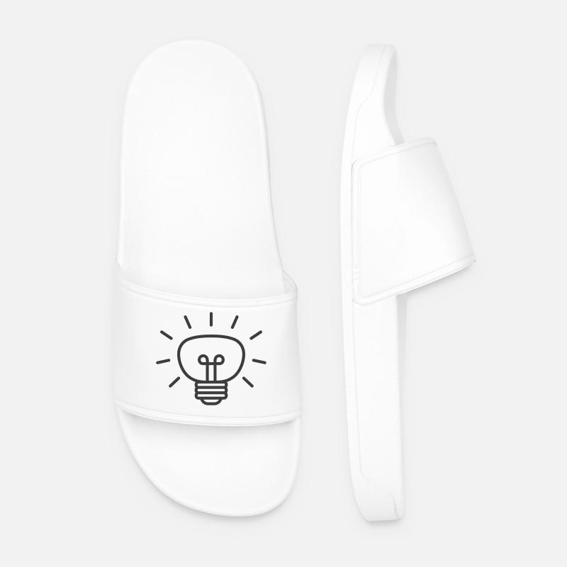 Glowing Light Bulb Line Icon - Men’s Pool Sliders - white