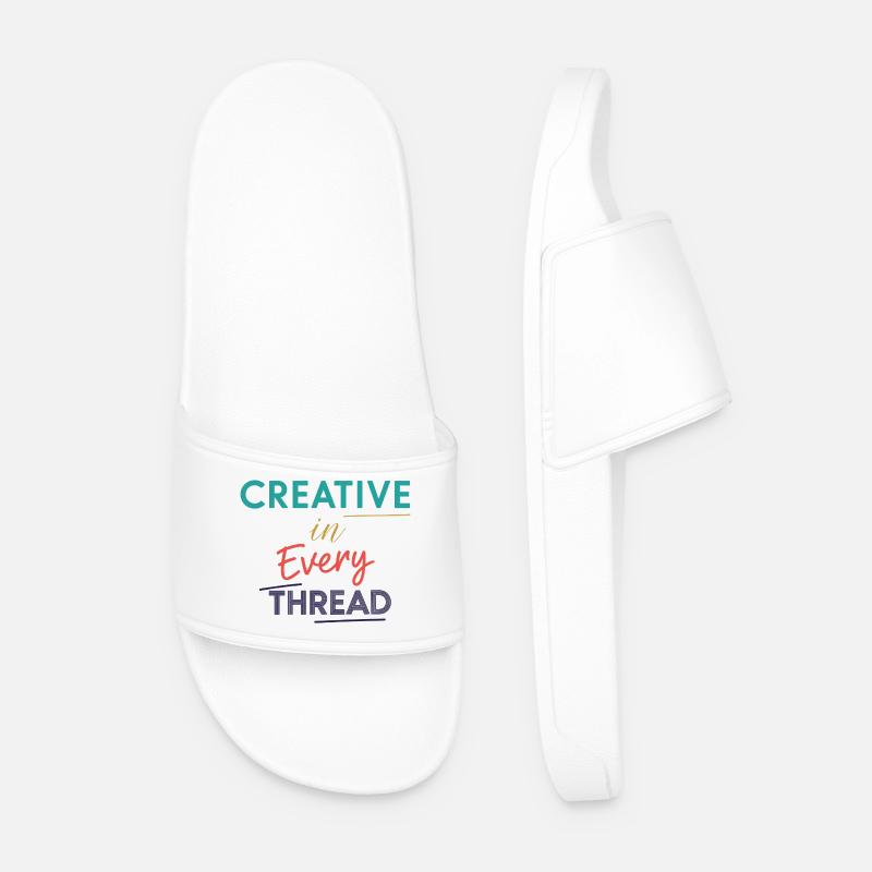 Creative in Every Thread Motivational Design - Men’s Pool Sliders - white