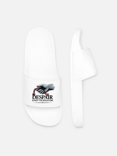 Resilient Hand Holding Frayed Rope - Men’s Pool Sliders - white