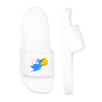 Happy Blue Mouse & Yellow Cheese - Men’s Pool Sliders - white - Front
