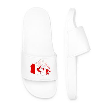 O Canada Flag Canada Silhouette - Men’s Pool Sliders - white - Front