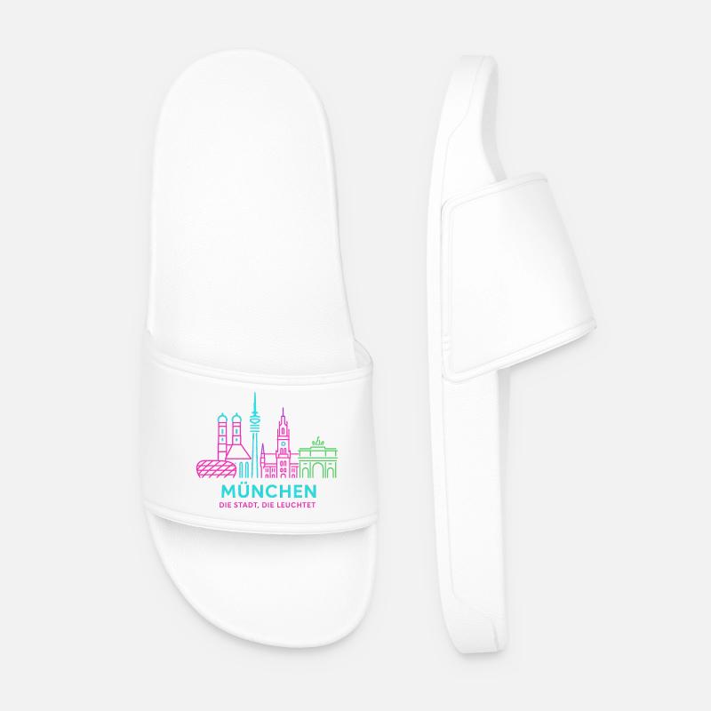 München Neon Skyline - Männer Badelatschen - Weiß
