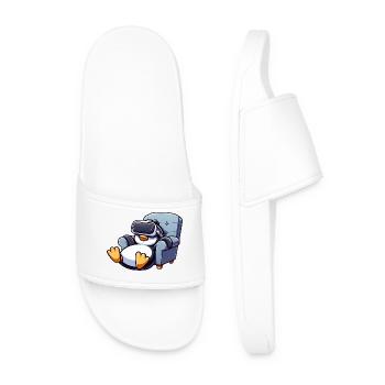 Pinguin Virtual Reality Gamer Zocker Chillen - Männer Badelatschen - Weiß - Vorne