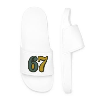 Vintage 67 Numerals Retro Typography - Men’s Pool Sliders - white - Front