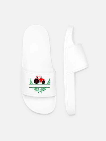Red Tractor with Namespace - Men’s Pool Sliders - white