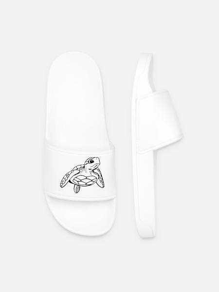 Turtle Black Turtles T-shirt Gift - Men’s Pool Sliders - white