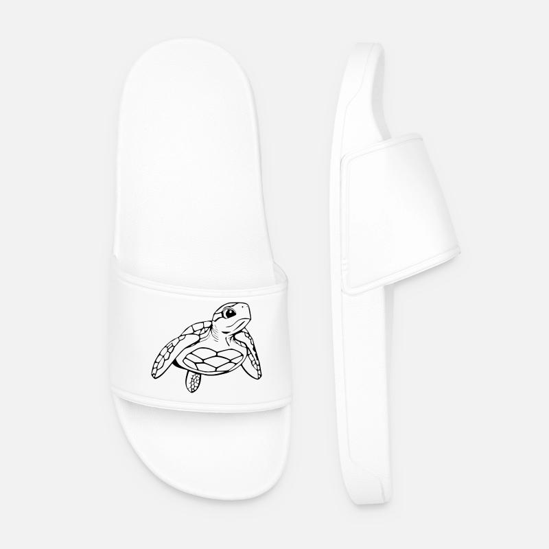 Turtle Black Turtles T-shirt Gift - Men’s Pool Sliders - white