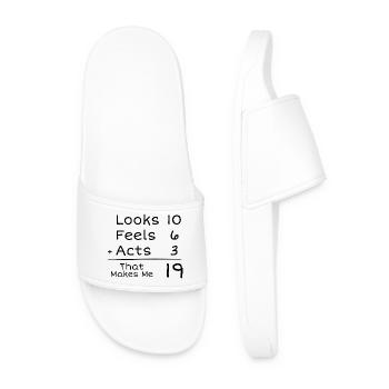 19 Year Old Humorous Birthday | 19th Anniversair - Men’s Pool Sliders - white - Front