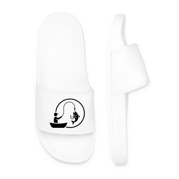 Logo du pêcheur dans un bateau Minimaliste - Claquettes Homme - blanc - Devant