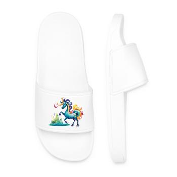 Licorne fabuleuse dans le pays arc-en-ciel - Claquettes Homme - blanc - Devant