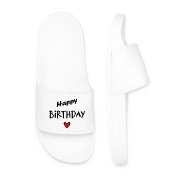 HAPPY BIRTHDAY. HEART. I LOVE YOU. LOVE. I LOVE YOU - Men’s Pool Sliders - white - Front