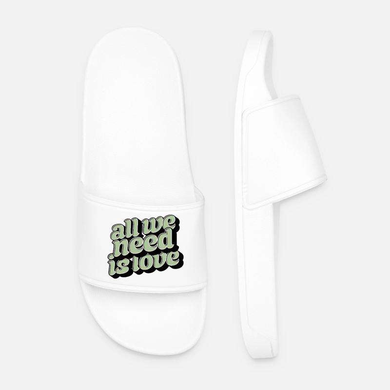All We Need Is Love Statement - Men’s Pool Sliders - white