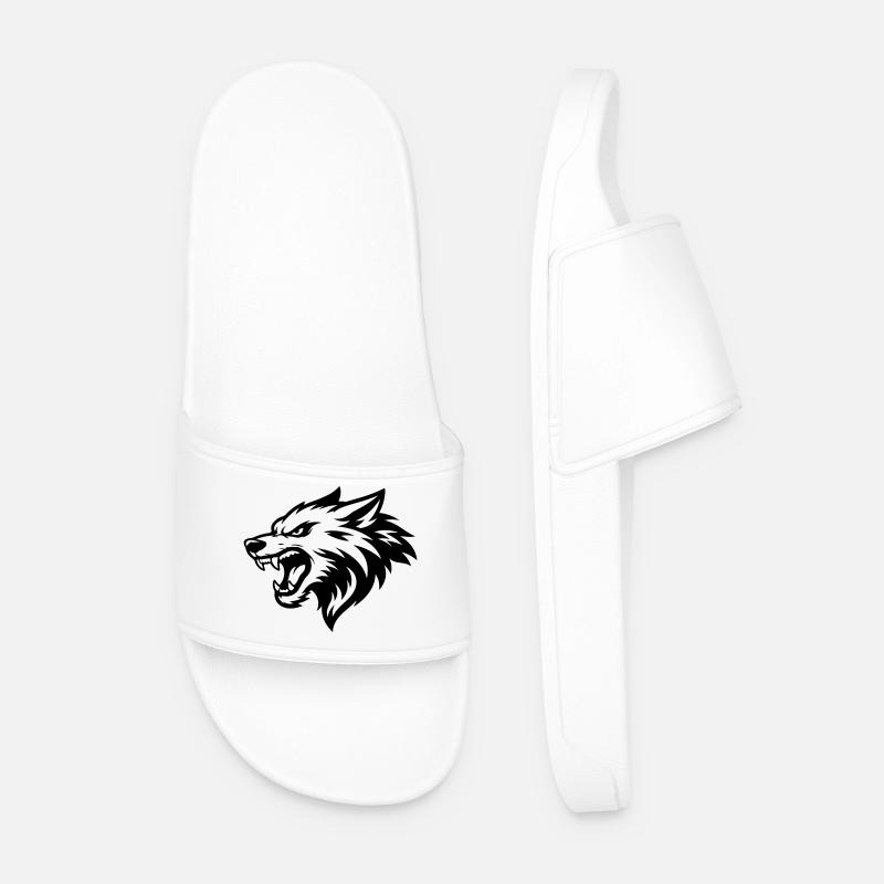 Wolf Head - Men’s Pool Sliders - white